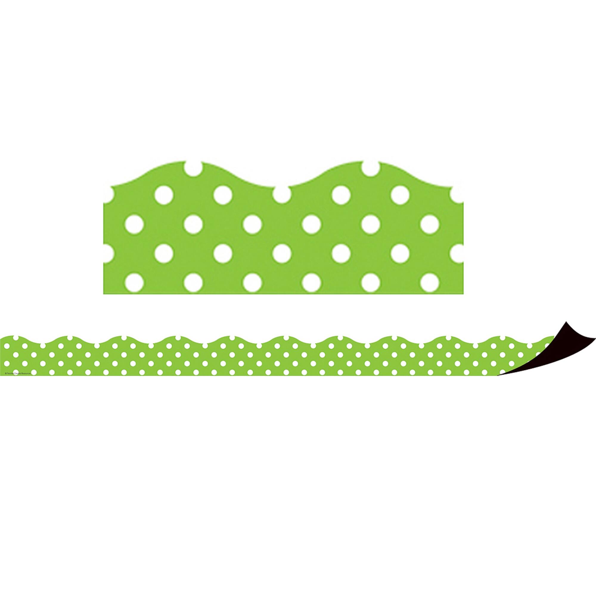Teacher Created Resources Lime Green & White Polka Dot Magnetic Borders, 24ft.